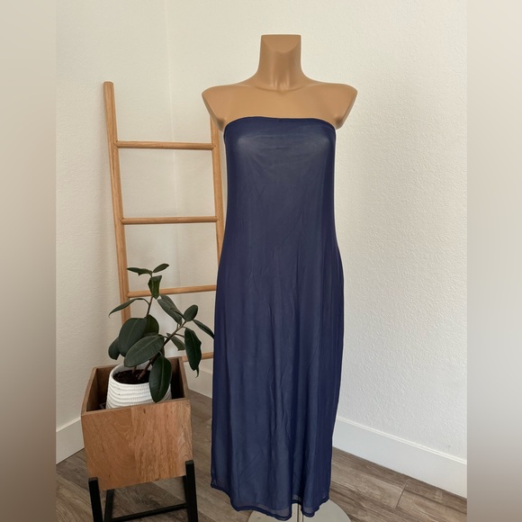 NWT Women's Tube Mesh Midi Bodycon Dress - Wild Fable Navy Blue 1X - Picture 5 of 6
